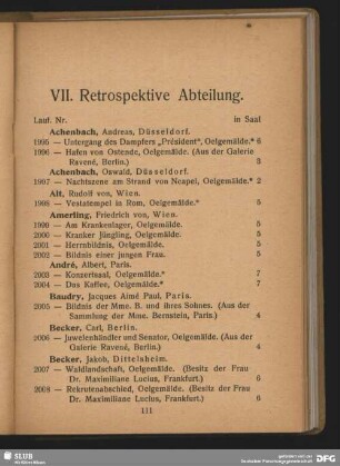 VII. Retrospektive Abteilung