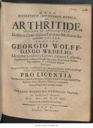 Dissertatio Inauguralis Medica, De Arthritide