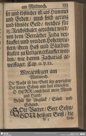 Morgensegen am Mittwoch