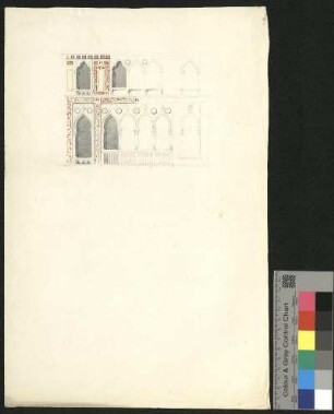 Venezianische Wandfassade mit Spitzgiebelfenstern