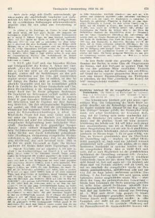472-473 [Rezension] Schneider, Johannes (Hrsg.), Kirchliches Jahrbuch für die evangelischen Landeskirchen Deutschlands 1927. 54. Jahrg