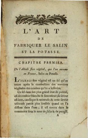 L' art de fabriquer le Salin et la Potasse