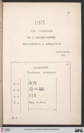 Liste des tombeaux de l'Ancien-Empire decouverts à Saqqarah