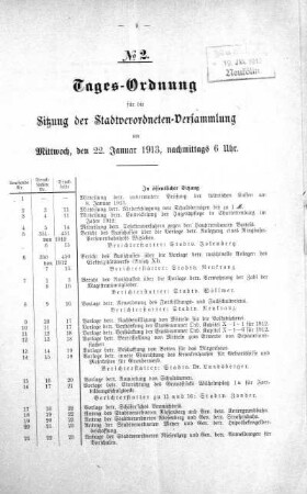Tages-Ordnung No. 2 (3-22), 22. Januar 1913