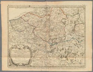 Carte Des Pais Bas Catholiques Vulgairement connus sous le nom De Flandre : Oú sont distinguées les acquisitions & conquêtes du Roy Louis XIV dans ces Provinces telles quelles etoient sous la Domination de ce Prince sous celle du Roy d'Espagne, de l'Evèque de Liége des Etats Généraux &a En 1690 jusqu' à la Paix de Riswyck conduë en 1697