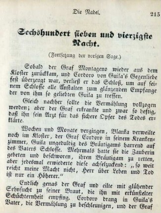 Sechshundert sieben und vierzigste Nacht
