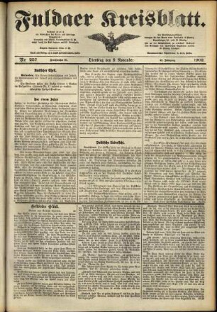 Ausgabe vom Dienstag, den 09. November 1909.