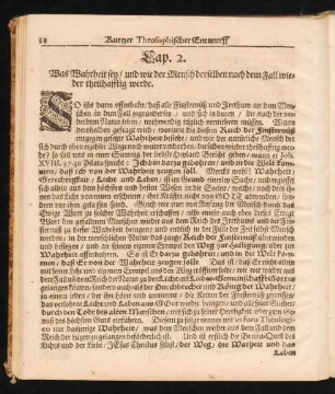 Cap. 2. Was Wahrheit sey / und wie der Mensch derselben nach dem Fall wieder theilhafftig werde.