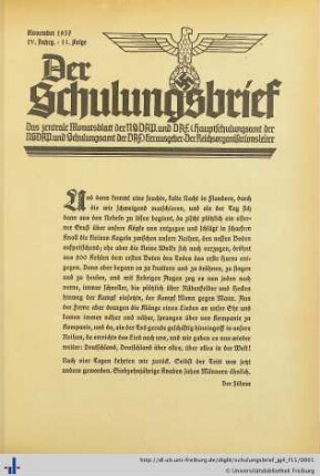 IV. Jahrgang, Folge 11: Der Schulungsbrief