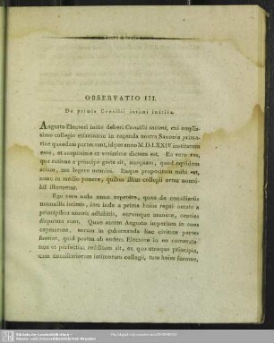 Observatio III. De primis Consilii intimi initiis