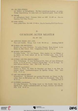 IV. Gemälde alter Meister (Nr. 167-230)
