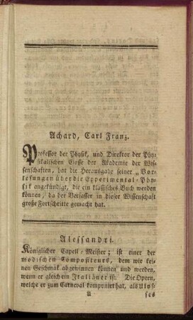 Achard, Carl Franz. - Bock.