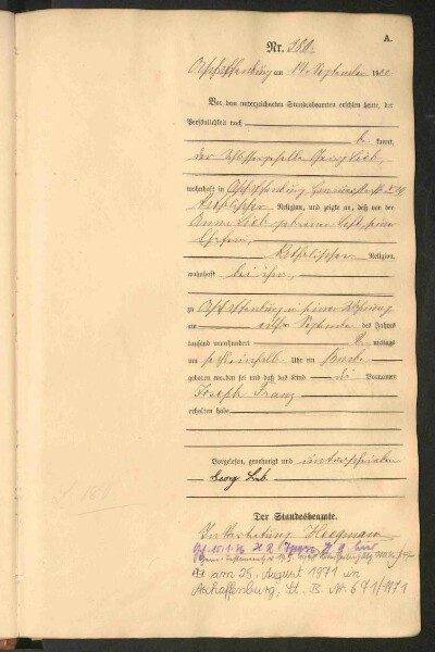 Standesamtsbuch der Stadt Aschaffenburg: Geburten 365/1900 - 184/1901