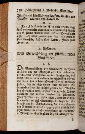 8. Abschnidt. Von Verwechselung der selbstlautenden Buchstaben.
