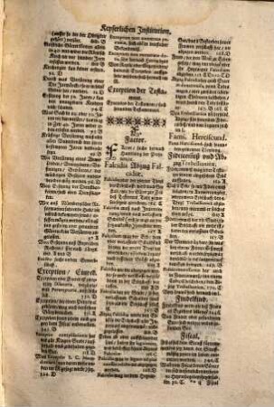 Jmp. Caes. Jvstiniani Institvtiones, Das ist Ein Ausszug vnd Anleittunng etlicher Keyserlichen, vnnd deß heyligen Roemischen Reichs geschribner Rechten : Gerichtlicher Prozeß ; Lehenrecht ; Ain newe Halßgerichtsordnung ; Summa Rolandina