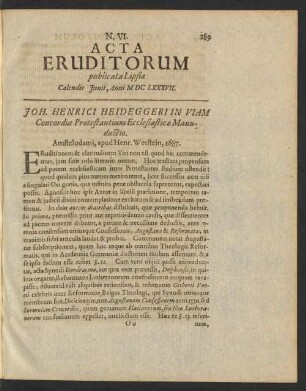N. VI. [...] Calendis Junii, Anni M DC LXXXVII.