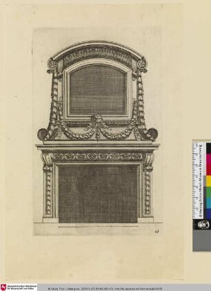 Diverses Inventions nouvelles pour des Cheminées, Bl. 16 [Kamin mit leerem Segmentbogenfeld. (Wilke 2016)]