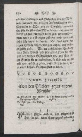 Viertes Hauptstük. Von den Pflichten gegen andere Menschen