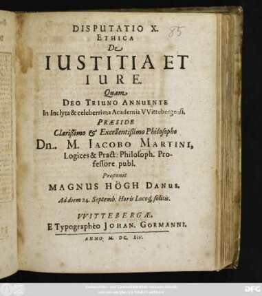 Disputatio X. Ethica De Iustitia Et Iure