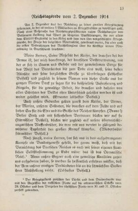 Reichstagsrede vom 2. Dezember 1914