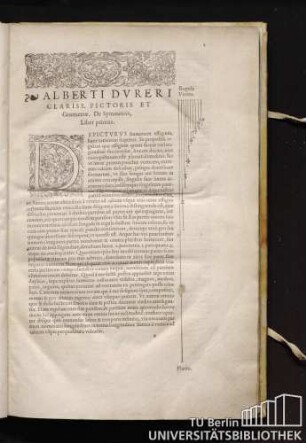 1. Alberti Dureri clariss. pictoris et Geometrae, De Symmetria. Liber primus.