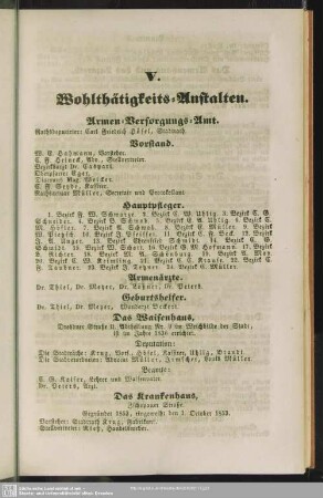 V. Wohlthätigkeits-Anstalten