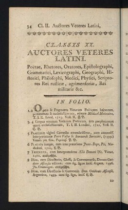34-68, Classis II: Auctores Veteres Latini