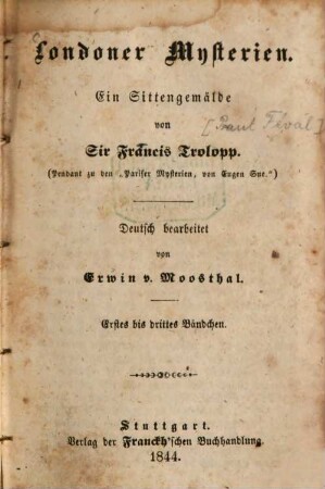 Londoner Mysterien : ein Sittengemälde, 1/3