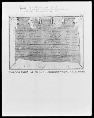 Flavius Josephus, Antiquitates Judaeorum Buch 1-13 — Buchspiegel (vorderer)