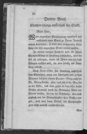 Dritter Brief. Spatzier-Gänge ausserhalb der Stadt.