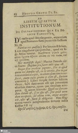 Ad Librum Quartum. Institutionum. De Obligationibus Quae Ex Delicto Nascuntur