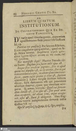 Ad Librum Quartum. Institutionum. De Obligationibus Quae Ex Delicto Nascuntur