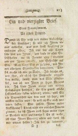 Ein und vierzigster Brief. Eines Frauenzimmers