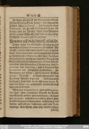 Von denen Tituln derer Cardinäle.