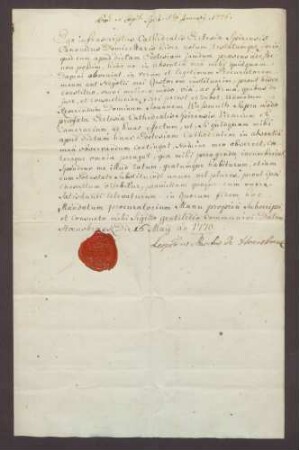 Procuratorum des Leopold Ludwig Marquis von Hoensbroech für den Speyerer Vikar Waßmuth.