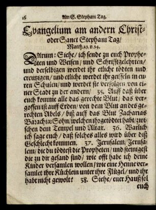 Evangelium am andern Christ- oder Sanct Stephani Tag/ ...