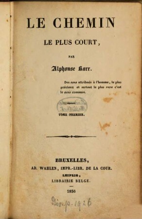 Le chemin le plus court, 1. - 265 S.