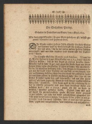 Die Sechzehnte Predigt. Gehalten in Franckfurt am Mayn/ den 5. Sept. 1695.