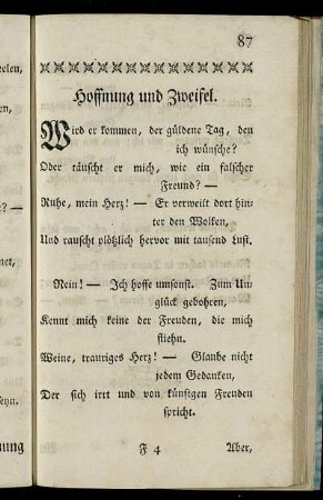 Hoffnung und Zweifel. - Das Gleichniß.