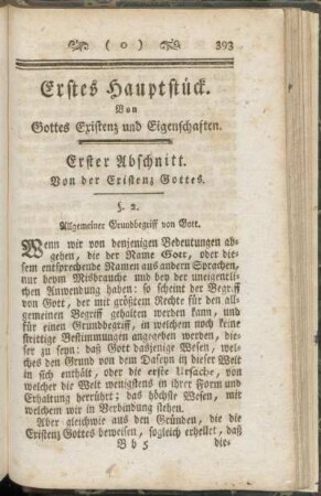 Erstes Hauptstück. Von Gottes Existenz und Eigenschaften