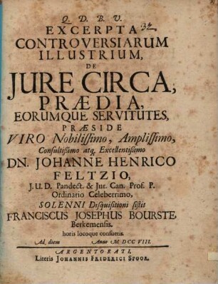 Excerpta controversiarum illustrium de iure circa praedia eorumque servitutes