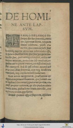 De Homine Ante Lapsum