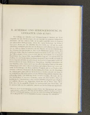 II. Ackerbau und Seidengwinnung in Literatur und Kunst.