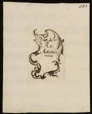 de Re Astronomica. [Titelblatt]