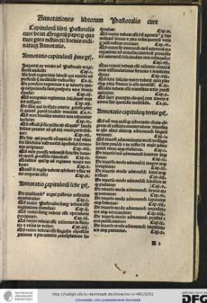 Capitulorum libri Pastoralis cure beati Gregorii pape per quatuor partes distincti, brevis ordinataque annotatio.