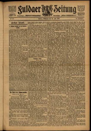 Erste Ausgabe vom Mittwoch, den 24. Juli 1907.