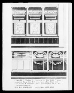 Pompeji, Haus des Labyrinths, Wanddekoration im 2. Stil (Rekonstruktion)