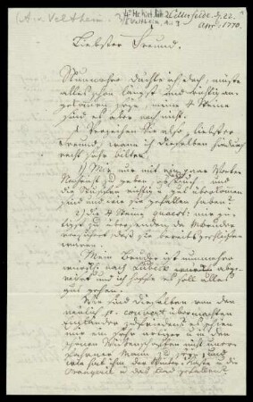 Brief von August Ferdinand von Veltheim an Rudolf Erich Raspe
