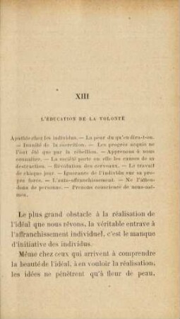 XIII L'Éducation De La Volonté