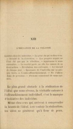 XIII L'Éducation De La Volonté